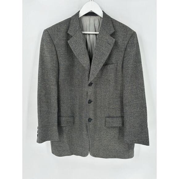 Givenchy Vintage Sport Coat Mens 42 Gray Suit Jacket 100% Wool Single Breasted